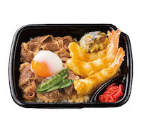 牛すき海老天重(半熟たまご付き)