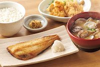 貝汁としまほっけの定食