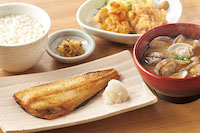 貝汁としまほっけの定食